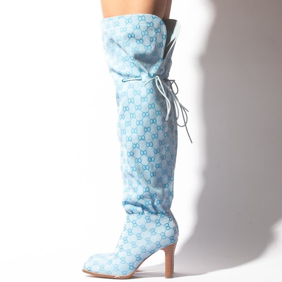 Brand new | Best seller | Monogram Canvas Thigh High Boots (BLUE) - Picture 3 of 3